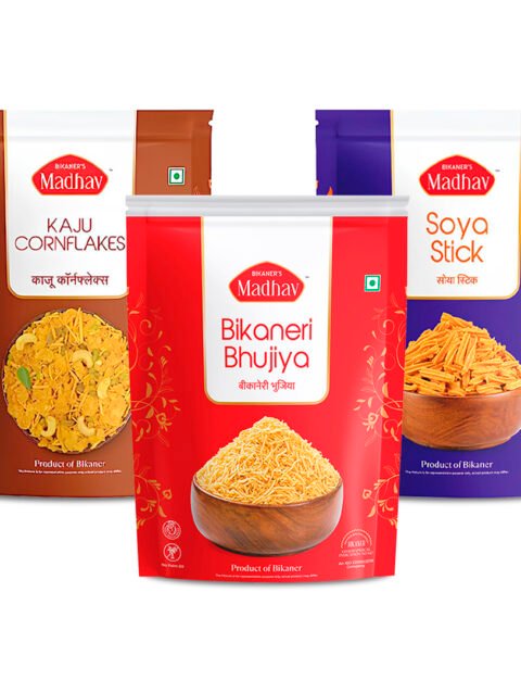 Bikaneri Bhujia 350Gm & Kaju Cornflakes 400Gm & Soya Stick 400Gm & All In One 400Gm